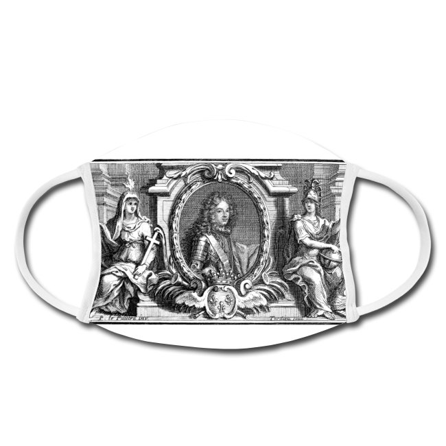 Rois & Reines de France : portrait du roi Louis XIV jeune entouré de la Religion & de l'Etat.