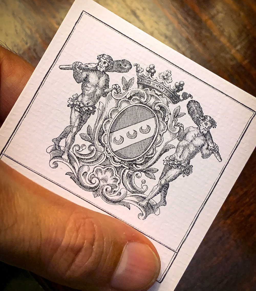 Ex-libris imprimé armorié - réalisation de La Jussienne